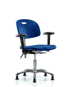 Neta ECOM Class 100 Clean Room Industrial Blue Polyurethane Desk Height Chair
