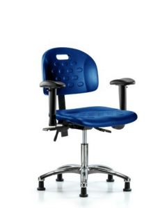 Neta ECOM Newport Industrial Blue Polyurethane Desk Height Chair In Chrome