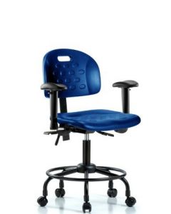 Neta ECOM Newport Industrial Blue Polyurethane Desk Height Chair With Round Tube