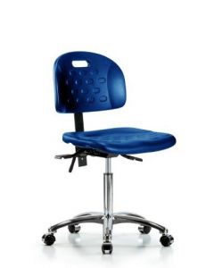 Neta ECOM Newport Industrial Blue Polyurethane Medium Bench Height Chair In Chrome