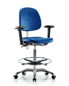 Neta ECOM Class 100 Clean Room Blue Polyurethane High Bench Height Chair