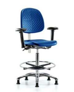 Neta ECOM Class 100 Clean Room Blue Polyurethane High Bench Height Chair