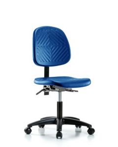 Neta ECOM Blue Polyurethane Desk Height Chair With Medium Back, Adjustable