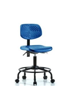 Neta ECOM Blue Polyurethane Desk Height Chair With Round Tube Base