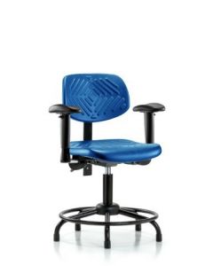 Neta ECOM Blue Polyurethane Desk Height Chair With Round Tube Base Is
