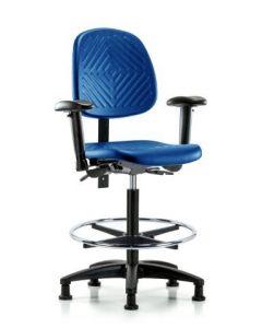 Neta ECOM Blue Polyurethane High Bench Height Chair With Medium Back
