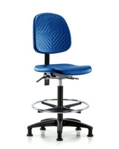 Neta ECOM Blue Polyurethane High Bench Height Chair With Medium Back