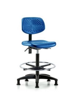 Neta ECOM Blue Polyurethane High Bench Height Chair Adjustable From 23.25-33.25 Inches