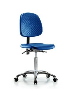 Neta ECOM Blue Polyurethane Medium Bench Height Chair With Medium Back
