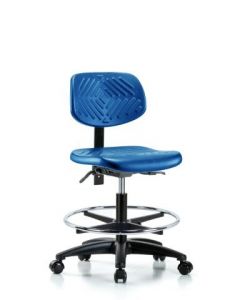 Neta ECOM Blue Polyurethane Medium Bench Height Chair Adjustable From 19.25-26.75 Inches
