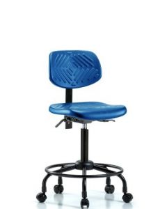 Neta ECOM Blue Polyurethane Medium Bench Height Chair With Round Tube Base