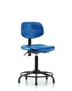 Neta ECOM Blue Polyurethane Medium Bench Height Chair With Round Tube Base