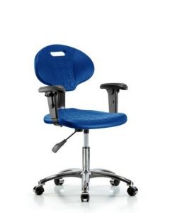 Neta ECOM Core Industrial Blue Polyurethane Desk Height Chair In Chrome
