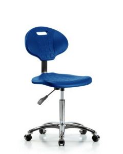 Neta ECOM Core Industrial Blue Polyurethane Medium Bench Height Chair In Chrome