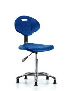 Neta ECOM Core Industrial Blue Polyurethane Medium Bench Height Chair In Chrome