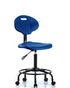Neta ECOM Core Industrial Blue Polyurethane Medium Bench Height Chair With Round Tube Base