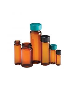 Qorpak 27.75 X 57mm 5 Dram (20ml) Amber Borosilicate Vial With24-400 Green Thermoset F217&Ptfe Lined Cap