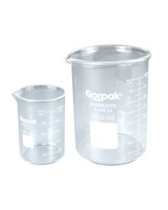 Qorpak 10ml Low Form Beaker With White Graduation Marks, Qorpak Logo
