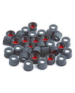 Restek Screw-Thread Caps and Red PTFE/Silicone Septa, 0.065", Preassembled, 2.0 mL, 8 mm, 100-pk.
