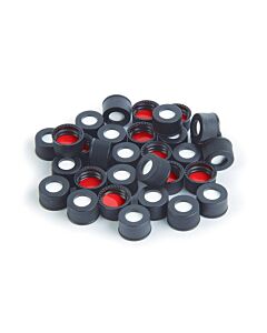 Restek WISP 48 Screw-Thread Caps and Red PTFE/Silicone Septa, 4.0 mL, Preassembled, 100-pk.