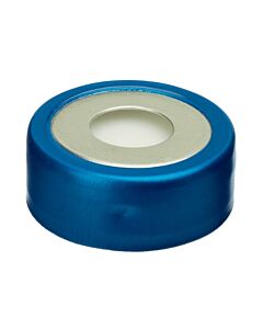 Restek Bi-Metal Magnetic Crimp-Top Caps with PTFE/Silicone Septa, 20 mm w/8 mm Hole, Blue/Silver, Preassembled, 100-pk.
