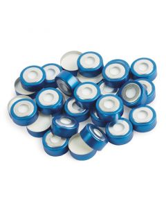Restek Bi-Metal Magnetic Crimp-Top Caps with PTFE/Silicone Septa, 20 mm w/8 mm Hole, Blue/Silver, Preassembled, 1000-pk.