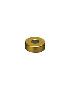 Restek Magnetic Crimp-Top Caps with PTFE/Butyl Septa, 20 mm w/8 mm Hole, Gold, Preassembled, 100-pk.