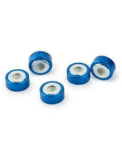 Restek SPME Vial Cap, 20 mm, Blue, Bi-Metal Crimp with MicroCenter PTFE/Silicone Septa, 100-pk.