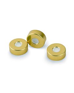 Restek SPME Vial Cap, 20 mm, Gold, Steel Crimp with MicroCenter PTFE/Silicone Septa, 100-pk.