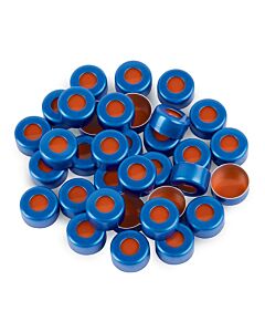Restek Aluminum Crimp-Top Seals with PTFE/Red Rubber Septa, Blue, 2.0 mL, 11 mm, 100-pk.
