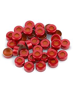 Restek Aluminum Crimp-Top Seals with PTFE/Red Rubber Septa, Red, 2.0 mL, 11 mm, 100-pk.