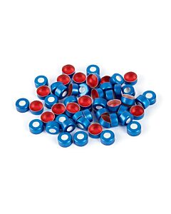 Restek Aluminum Crimp-Top Seals with PTFE/Silicone Septa, Blue, 2.0 mL, 11 mm, 1000-pk.