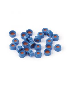 Restek Short Screw Caps, Polypropylene, Screw-Thread, PTFE/Butyl Rubber Septa, Blue, Preassembled, 2.0 mL, 9 mm, 100-pk.