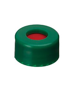 Restek Short Screw Caps, Polypropylene, Screw-Thread, PTFE/Silicone/PTFE Septa, Green,Preassembled, 2.0 mL, 9 mm, 100-pk.