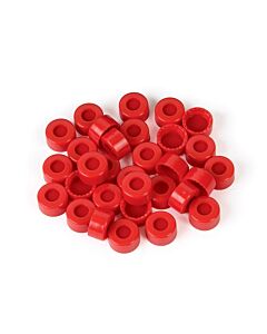 Restek Short Screw Caps, Polypropylene, Screw-Thread, PTFE/Silicone/PTFE Septa, Red, Preassembled, 2.0 mL, 9 mm, 100-pk.