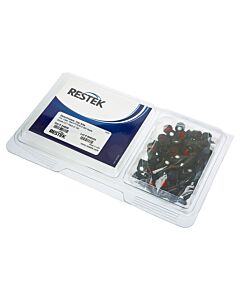 Restek Autosampler Vial Convenience Kit, Red PTFE/Silicone Septa, 0.065", SilCote Deactivated, Clear w/Black Cap, 2.0 mL, 8 mm, 1000-pk.