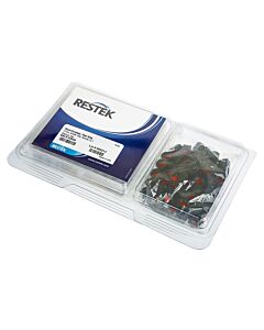 Restek Autosampler Vial Convenience Kit, Red PTFE/Silicone Septa, 0.065", SilCote Deactivated, Amber w/Black Cap, 2.0 mL, 8 mm, 1000-pk.