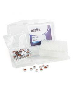 Restek Crimp Vial Convenience Kit, PTFE/Natural Rubber Septa, SilCote Deactivated, Amber w/Silver Cap, 2.0 mL, 11 mm, 100-pk.