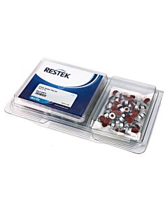 Restek Crimp Vial Convenience Kit, PTFE/Natural Rubber Septa, SilCote Deactivated, Amber w/Silver Cap, 2.0 mL, 11 mm, 1000-pk.