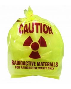 RPI Radioactive Waste Disposal Bags, 3 Mil Thick, 11 X 11 X 30 Inches, Yellow Tint, Pre-Printed With Caution Message, 100 Per Package