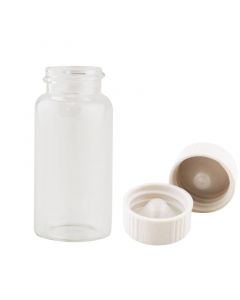 RPI Low Background Glass Scintillation Vials, 20ml Capacity, 22mm Cap Size, Urea Caps Attached, Polyseal Cone Liners, 500 Per Case