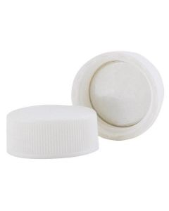 RPI Replacement Urea Vial Caps, 22mm Poly Disc Lined Plastic Screw Caps, White, 1000 Per Case