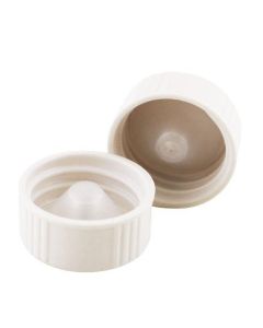 RPI Replacement Urea Vial Caps, 22mm Polyseal Cone Lined Plastic Screw Caps, White, 1000 Per Case