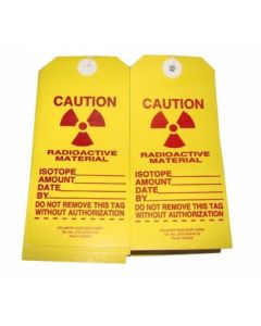 RPI Caution Radioactive Materials Pre-Strung Tags, 100 Tags Per Package