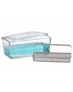 RPI Staining Dish With Rack And Lid, Glass, Holds 50 Slides