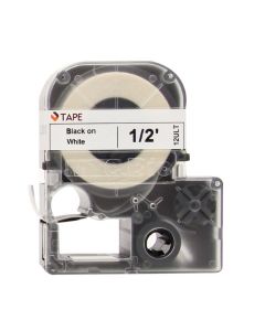 RPI Ult Ultra-Low Temperature Label Tape Cassette, 20 Feet, 12mm, White With Black Print