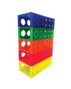 RPI Flipper 4-Way Tube Racks, Assorted Fluorescent Colors (Blue, Green, Orange, Pink, Yellow), 5 Per Case