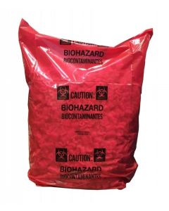 RPI Red Polyethylene Liners Printed With Biohazard Symbol, 2 Mil Thick, 15 X 9 X 32 Inches, 25 Per Package