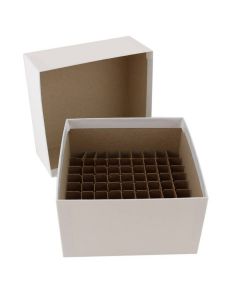 RPI Cardboard Micro-Tube Storage Box With Lid And Cell Divider, 5 1/4" X 5 1/4" X 2 7/8", 81 Tube Capacity