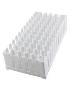 RPI Smooth Rack, Polypropylene, Holds 72 Tubes, White, 9 1/2 X 5 X 2 3/4 Inches